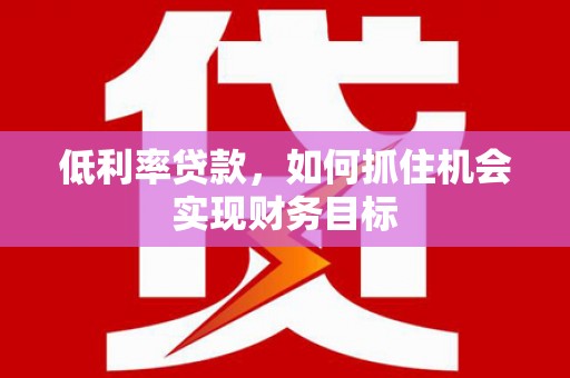 成武低利率贷款，如何抓住机会实现财务目标
