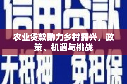 成武农业贷款助力乡村振兴，政策、机遇与挑战