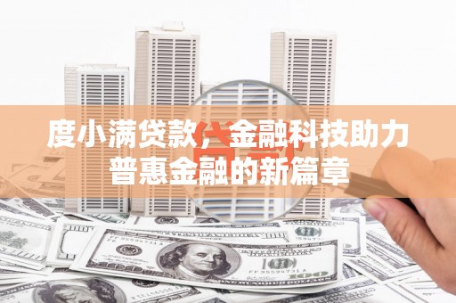 成武度小满贷款，金融科技助力普惠金融的新篇章