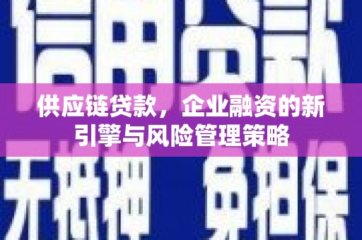 成武供应链贷款，企业融资的新引擎与风险管理策略