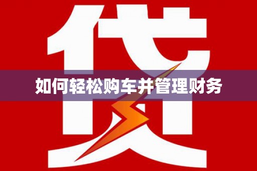 成武如何轻松购车并管理财务